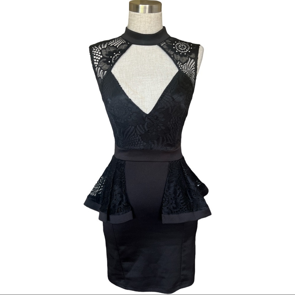 Gothcore Varga Lace Cocktail Black Sleveless Mini Dress